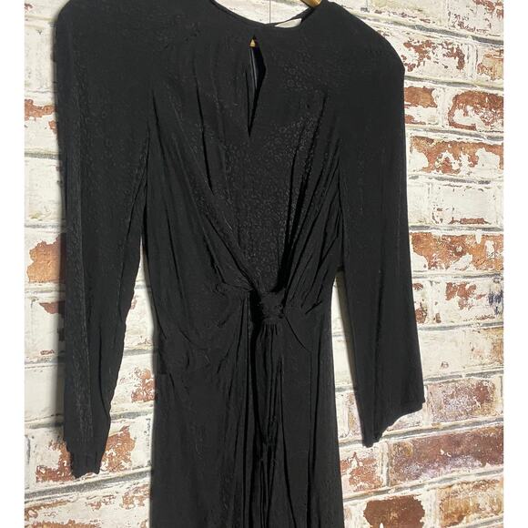 H&M Black Leopard Print Jacquard Weave Long Sleeve Midi Dress - Picture 5 of 9